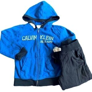 Calvin Klein Jeans Black Blue Hooded Jacket Pants Set Size 3T